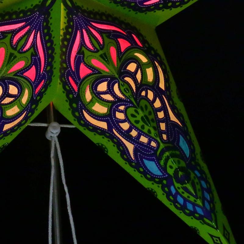 SUMITA grün/Glitter  - Faltbarer Leuchtstern, Weihnachtsstern aus Papier mit 5 Zacken, 60 cm